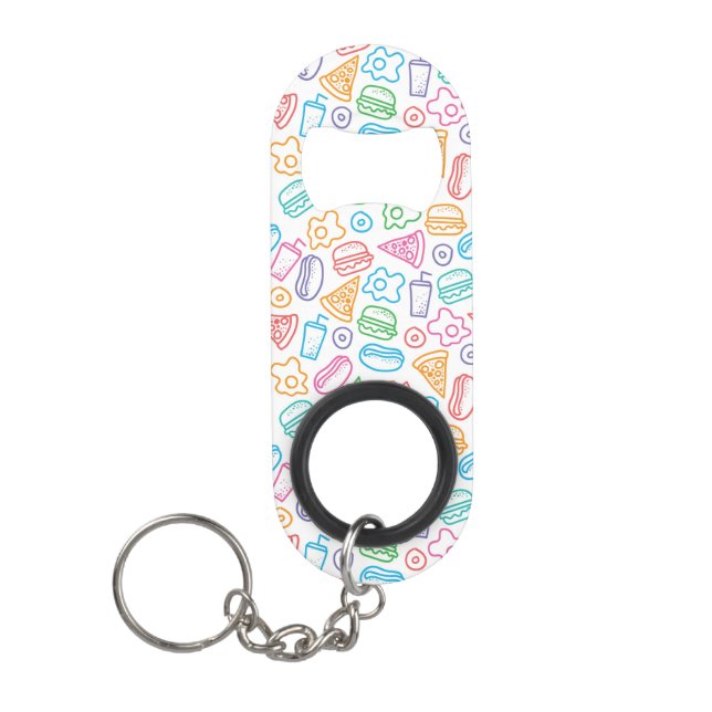 Fast food pattern 2 keychain bottle opener (Front)