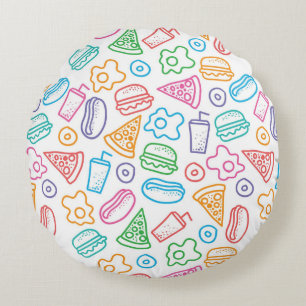 Fast food pattern 2 round pillow