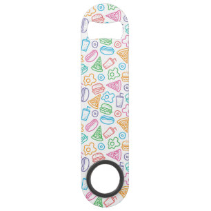 Fast food pattern 2 speed bottle opener