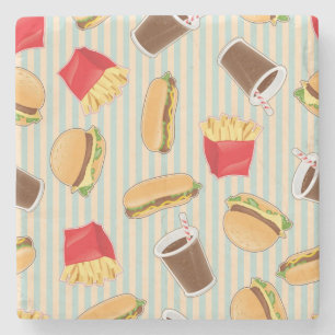Fast Food Pattern 2 Stone Coaster