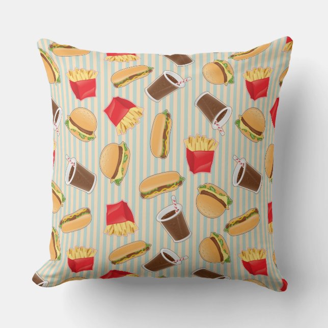 Fast Food Pattern 2 Throw Pillow (Front)