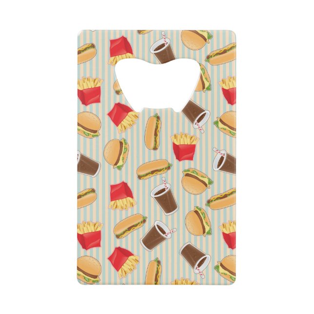 Fast Food Pattern 2 Wallet Bottle Opener (Front)