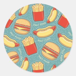 Fast Food Pattern 3 Classic Round Sticker
