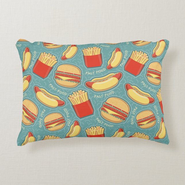 Fast Food Pattern 3 Decorative Pillow (Front)