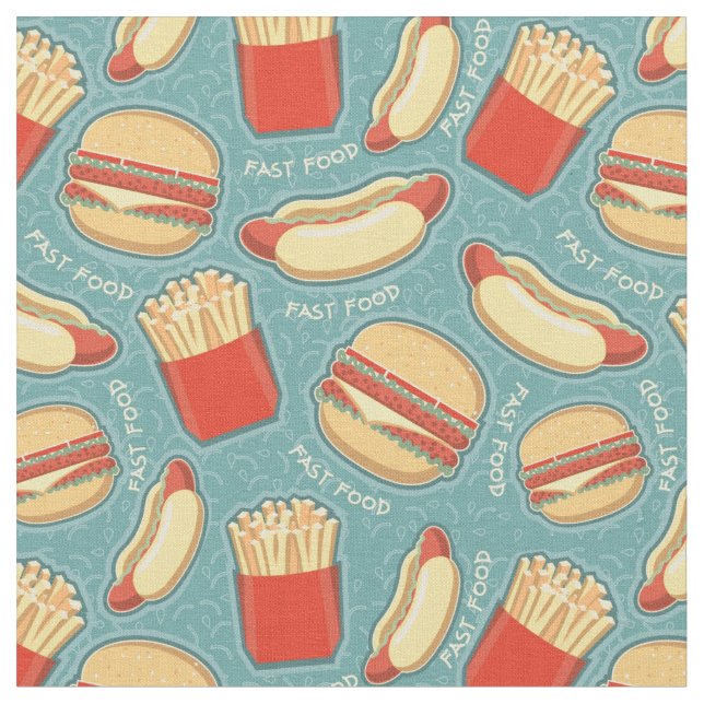 Fast Food Pattern 3 Fabric (Close Up)