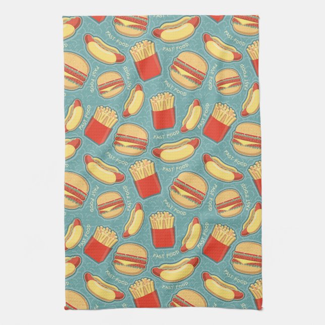 Fast Food Pattern 3 Kitchen Towel (Vertical)