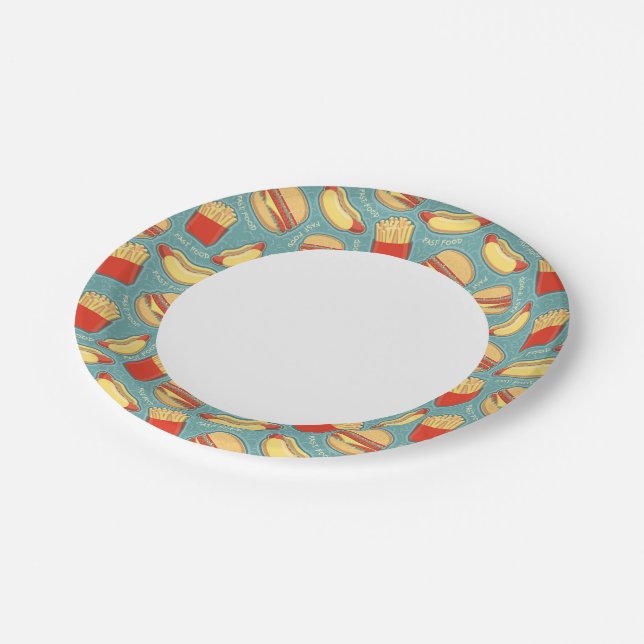Fast Food Pattern 3 Paper Plate (Angled)