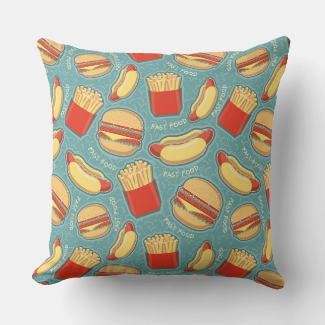 Fast Food Pattern 3 Throw Pillow (Front)
