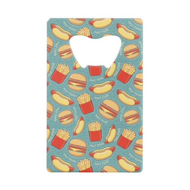 Fast Food Pattern 3 Wallet Bottle Opener (Front)