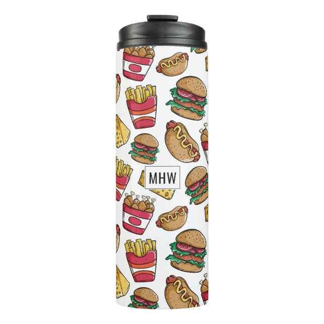 Fast Food Pattern custom monogram tumbler (Front)
