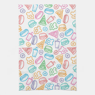 Fast food pattern kitchen towel