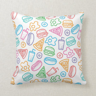 Fast food pattern throw pillow