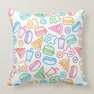 Fast food pattern throw pillow