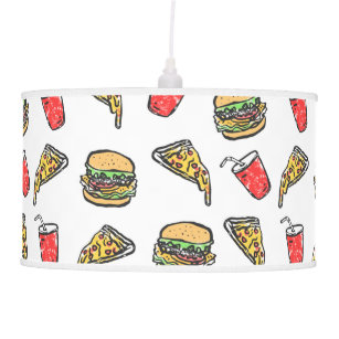 Fast Food Pizza Burger Drink Pattern Pendant Lamp