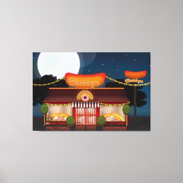 Fast Food Restaurant Cartoon Canvas Print (Front)