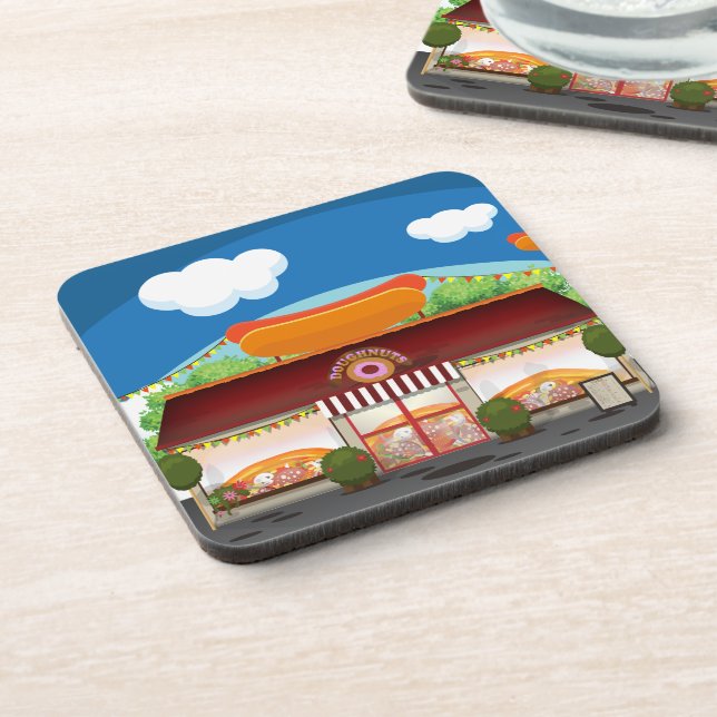 Fast Food Restaurant Cartoon Coaster (Left Side)