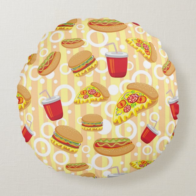Fast Food Round Pillow (Front)