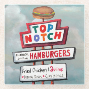 Fast Food Sign Glass Coaster