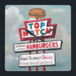 Fast Food Sign Square Wall Clock<br><div class="desc">Fast Food Sign Artist: Naomi McCavitt</div>