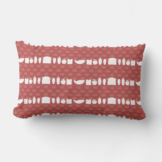  Fast Food Silhouettes Design Pattern Fun Lumbar Pillow (Front)