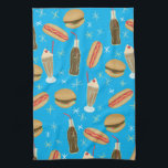 Fast Food Soda Fountain Junk Food Blue Kitchen Towel<br><div class="desc">Decorate your kitchen with this cute towel. Makes a great housewarming or anniversary gift! 
You can customize it and add text too.
Check my shop for lots more colours and patterns plus matching kitchen stuff!</div>