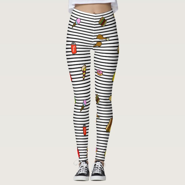 Fast Food Striped Leggings (Front)