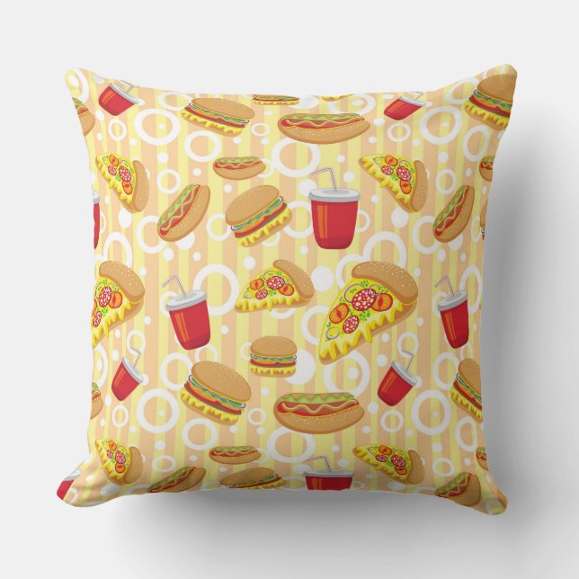 Fast Food Throw Pillow (Front)