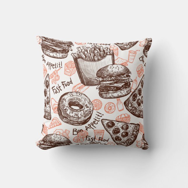 Fast Food Throw Pillow (Front)