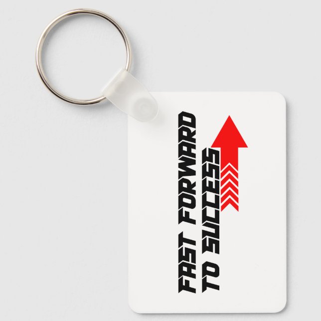 Fast Forward – Bold Red Motivation Quote Design Keychain (Front)