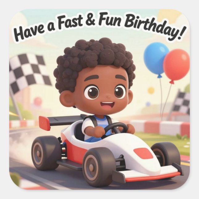 Fast & Fun Birthday Square Sticker (Front)