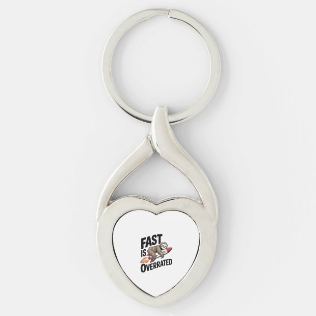 Fast is Overrated Sloth Rocket Keychain (Front)