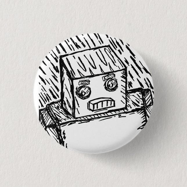 Fast KARL Pensive Robot 1 Inch Round Button (Front)