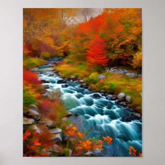 Fast moving New England stream. Poster