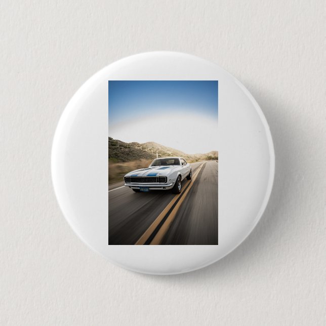 Fast muscle car 2 inch round button (Front)