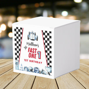 Fast One 1st birthday Boy Racing Car Favor Box