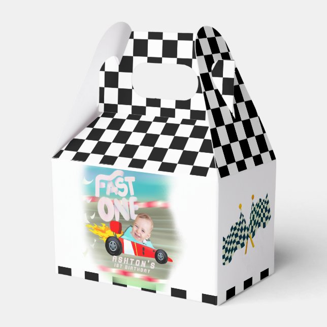 Fast One Birthday Party Favor Box (Front Side)