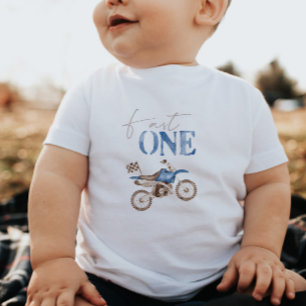 Fast One Blue Dirt Bike Birthday T-shirt