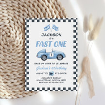 Fast One Blue Race Car 1st Birthday