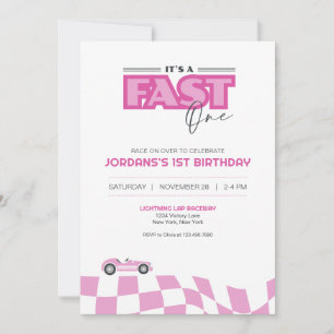 Fast One First Birthday Race Car Invitation