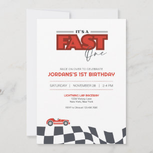 Fast One First Birthday Race Car Invitation