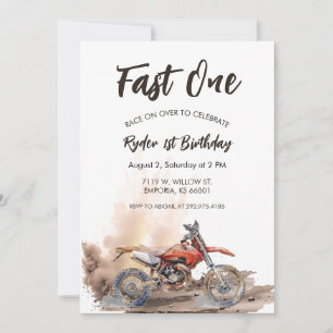Fast One Little Racer First Birthday Invitation