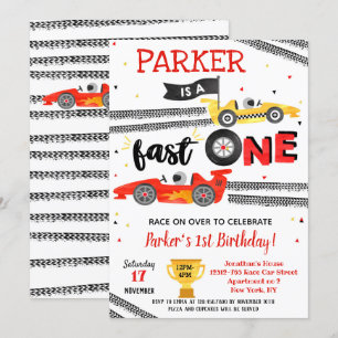 Fast One Race Car 1er Anniversaire Fête Invitation