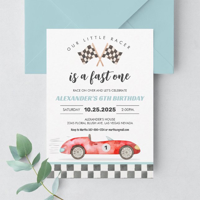 Fast One Race Car 1st Birthday Invitation (Creator Uploaded)