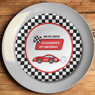 Fast One Race Car 1st Birthday Paper Bowl Plate