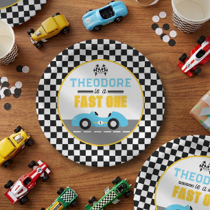 Fast One Race Car 1st Birthday Party Paper Plate