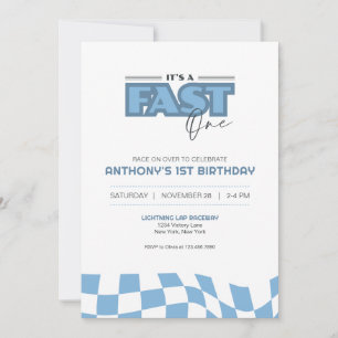 Fast One Race Car Birthday Invitation