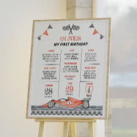 Fast One Race Car Birthday Party Milestone Poster