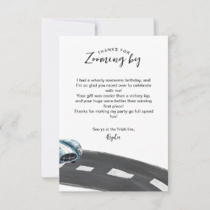 Fast One Race Car Birthday  Thank You Card