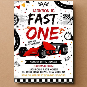 Fast One Race Car Boy 1er Invitation anniversaire
