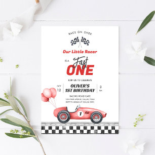 Fast One Race Car Boy 1st Birthday Invitation
